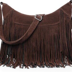 Fringe Hobo Bags for Women Vintage Suede Crossbody Bag Hippie Western Cowgirl Pu